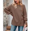 imageImily Bela Womens Oversized Tunic Sweaters Fall Slouchy Long Sleeve Ribbed Knit Side Slit Pullover JumperCoffee