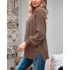 imageImily Bela Womens Oversized Tunic Sweaters Fall Slouchy Long Sleeve Ribbed Knit Side Slit Pullover JumperCoffee