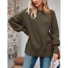 imageImily Bela Womens Oversized Tunic Sweaters Fall Slouchy Long Sleeve Ribbed Knit Side Slit Pullover JumperDark Brown