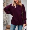 imageImily Bela Womens Oversized Tunic Sweaters Fall Slouchy Long Sleeve Ribbed Knit Side Slit Pullover JumperFuchsia