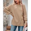 imageImily Bela Womens Oversized Tunic Sweaters Fall Slouchy Long Sleeve Ribbed Knit Side Slit Pullover JumperKhaki