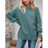 imageImily Bela Womens Oversized Tunic Sweaters Fall Slouchy Long Sleeve Ribbed Knit Side Slit Pullover JumperPeacock Green