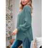 imageImily Bela Womens Oversized Tunic Sweaters Fall Slouchy Long Sleeve Ribbed Knit Side Slit Pullover JumperPeacock Green