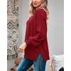imageImily Bela Womens Oversized Tunic Sweaters Fall Slouchy Long Sleeve Ribbed Knit Side Slit Pullover JumperRed
