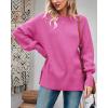 imageImily Bela Womens Oversized Tunic Sweaters Fall Slouchy Long Sleeve Ribbed Knit Side Slit Pullover JumperZ2hot Pink
