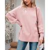 imageImily Bela Womens Oversized Tunic Sweaters Fall Slouchy Long Sleeve Ribbed Knit Side Slit Pullover JumperZ2pink
