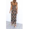 imageImily Bela Womens Summer Dress Tie Strap Boho Floral Beach Dress Square Neck Ruffle Sun Dresses A Line Smocked Maxi DressBlack