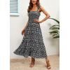 imageImily Bela Womens Summer Dress Tie Strap Boho Floral Beach Dress Square Neck Ruffle Sun Dresses A Line Smocked Maxi DressLblack