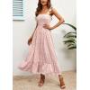 imageImily Bela Womens Summer Dress Tie Strap Boho Floral Beach Dress Square Neck Ruffle Sun Dresses A Line Smocked Maxi DressLpink