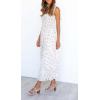 imageImily Bela Womens Summer Dress Tie Strap Boho Floral Beach Dress Square Neck Ruffle Sun Dresses A Line Smocked Maxi DressWhite