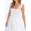 imageImily Bela Womens Summer Dress Tie Strap Boho Floral Beach Dress Square Neck Ruffle Sun Dresses A Line Smocked Maxi DressWhite
