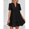imageImily Bela Womens Summer Lace Dresses Eyelet Casual Flowy Babydoll Swing Short Sleeve V Neck Tunic DressBlack
