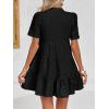 imageImily Bela Womens Summer Lace Dresses Eyelet Casual Flowy Babydoll Swing Short Sleeve V Neck Tunic DressBlack