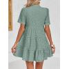 imageImily Bela Womens Summer Lace Dresses Eyelet Casual Flowy Babydoll Swing Short Sleeve V Neck Tunic DressLight Green