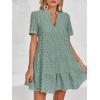 imageImily Bela Womens Summer Lace Dresses Eyelet Casual Flowy Babydoll Swing Short Sleeve V Neck Tunic DressLight Green