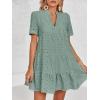 imageImily Bela Womens Summer Lace Dresses Eyelet Casual Flowy Babydoll Swing Short Sleeve V Neck Tunic DressLight Green1