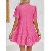 imageImily Bela Womens Summer Lace Dresses Eyelet Casual Flowy Babydoll Swing Short Sleeve V Neck Tunic DressRose Red