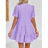 imageImily Bela Womens Summer Lace Dresses Eyelet Casual Flowy Babydoll Swing Short Sleeve V Neck Tunic DressViolet
