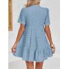 imageImily Bela Womens Summer Lace Dresses Eyelet Casual Flowy Babydoll Swing Short Sleeve V Neck Tunic DressWathet