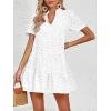 imageImily Bela Womens Summer Lace Dresses Eyelet Casual Flowy Babydoll Swing Short Sleeve V Neck Tunic DressWhite