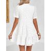 imageImily Bela Womens Summer Lace Dresses Eyelet Casual Flowy Babydoll Swing Short Sleeve V Neck Tunic DressWhite