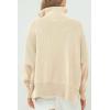 imageImily Bela Womens Tunic Sweater Fall Long Sleeve 14 Zip Pullover Sweaters Oversized Slouchy Ribbed Knit Sweatshirt with SlitApricot
