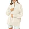 imageImily Bela Womens Tunic Sweater Fall Long Sleeve 14 Zip Pullover Sweaters Oversized Slouchy Ribbed Knit Sweatshirt with SlitBeige