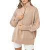 imageImily Bela Womens Tunic Sweater Fall Long Sleeve 14 Zip Pullover Sweaters Oversized Slouchy Ribbed Knit Sweatshirt with SlitKhaki