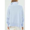 imageImily Bela Womens Tunic Sweater Fall Long Sleeve 14 Zip Pullover Sweaters Oversized Slouchy Ribbed Knit Sweatshirt with SlitLight Blue