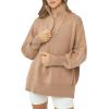 imageImily Bela Womens Tunic Sweater Fall Long Sleeve 14 Zip Pullover Sweaters Oversized Slouchy Ribbed Knit Sweatshirt with SlitLight Brown