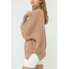 imageImily Bela Womens Tunic Sweater Fall Long Sleeve 14 Zip Pullover Sweaters Oversized Slouchy Ribbed Knit Sweatshirt with SlitLight Brown