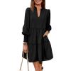 imageImily Bela Womens Fall Long Sleeve Tunic Dress Casual V Neck Loose Ruffle Tiered DressAblack