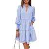 imageImily Bela Womens Fall Long Sleeve Tunic Dress Casual V Neck Loose Ruffle Tiered DressAlight Blue