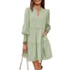 imageImily Bela Womens Fall Long Sleeve Tunic Dress Casual V Neck Loose Ruffle Tiered DressAlight Green