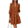imageImily Bela Womens Fall Long Sleeve Tunic Dress Casual V Neck Loose Ruffle Tiered DressAorange