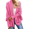 imageImily Bela Womens Kimono Batwing Cable Knitted Slouchy Oversized Wrap Cardigan SweaterHot Pink