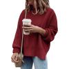 imageImily Bela Womens Oversized Tunic Sweaters Fall Slouchy Long Sleeve Ribbed Knit Side Slit Pullover JumperWine Red