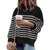 imageImily Bela Womens Oversized Tunic Sweaters Fall Slouchy Long Sleeve Ribbed Knit Side Slit Pullover JumperZ Striped Black