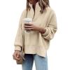 imageImily Bela Womens Tunic Sweater Fall Long Sleeve 14 Zip Pullover Sweaters Oversized Slouchy Ribbed Knit Sweatshirt with SlitApricot