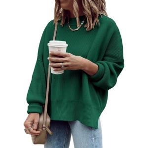imageImily Bela Womens Oversized Tunic Sweaters Fall Slouchy Long Sleeve Ribbed Knit Side Slit Pullover JumperZ2blackish Green