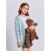 imageImily Bela Girls Sweaters Kids Open Front Button Down Knit Cardigans with PocketsBlue