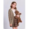 imageImily Bela Girls Sweaters Kids Open Front Button Down Knit Cardigans with PocketsKhaki