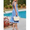 imageImily Bela Womens Summer Dress Tie Strap Boho Floral Square Neck Smocked Ruffle A Line Beach Maxi DressesBlue