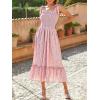 imageImily Bela Womens Summer Dress Tie Strap Boho Floral Square Neck Smocked Ruffle A Line Beach Maxi DressesLight Pink