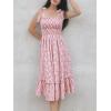 imageImily Bela Womens Summer Dress Tie Strap Boho Floral Square Neck Smocked Ruffle A Line Beach Maxi DressesLight Pink