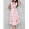 imageImily Bela Womens Summer Dress Tie Strap Boho Floral Square Neck Smocked Ruffle A Line Beach Maxi DressesPink