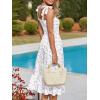 imageImily Bela Womens Summer Dress Tie Strap Boho Floral Square Neck Smocked Ruffle A Line Beach Maxi DressesWhite