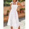imageImily Bela Womens Summer Dress Tie Strap Boho Floral Square Neck Smocked Ruffle A Line Beach Maxi DressesWhite