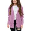 imageImily Bela Girls Sweaters Kids Open Front Button Down Knit Cardigans with PocketsPurple