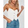 imageImily Bela Womens Corset Tops Cropped Going Out Strapless Shirred Back Button Down Bustier Bodyshaper